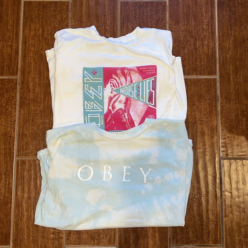 2 Obey Women's Shirt Tee’s  size L